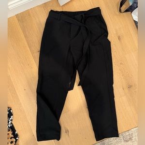 Belted loose black dress pants